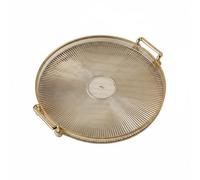 Baoblaze Vassoio Diamante Rotondo con Maniglie Base Testurizzata Aspetto Trasparente Materiale Sintetico Resistente Portatavolo con Funzione Decorativa Adatto, Ambra, Piatto Rotondo