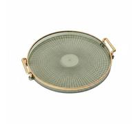 Baoblaze Vassoio Diamante Rotondo con Maniglie Base Testurizzata Aspetto Trasparente Materiale Sintetico Resistente Portatavolo con Funzione Decorativa Adatto, Verde, Piastra Diamantata