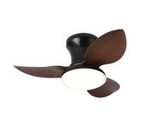 Baoblaze Ventilatore da soffitto con luce, lampada da soffitto, montaggio a filo, 220 V, dimmerabile, per arredamento casa, cucina, sala da pranzo, ristorante, Legno Scuro