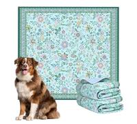 BaoDan Traversine Lavabili per Cani, Traverse Cani 122x122cm, 2 Pezzi Tappetini Igienici per Cane Riutilizzabili con Fondo Antiscivolo, Facili da Lavare, Verde con Stampa Floreale