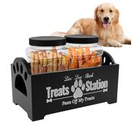 BAODBF 2 contenitori per crocchette per cani, scatola crocchette per cani, gatti, dolcetti (nero)