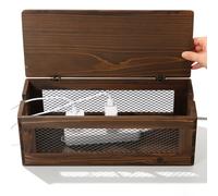 BAODBF Scatola in legno per la gestione dei cavi, ciabatta multipresa per nascondere i cavi, organizer per cavi di sicurezza per bambini, cani, gatti, ufficio, marrone, 39,8 x 14,5 x 16,7 cm
