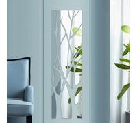BAODBF Specchio ad Albero Decorazione Muro Acrilico 3D Adesivi Fai-da-Te Rami Decorativi a Parete Argento Autoadesiva Arte