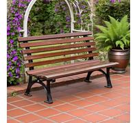 Baodiale Banca da esterno in legno Soild con telaio in metallo, panca da giardino con schienale, sedile d'amore in legno per cortile del portico anteriore