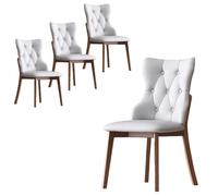 Baodiale Country Dining Chairs Set of 4, Wooden Dining Chair with PU Leather Upholstered Seat, Solid Wood Legs & Frame, Farmhouse Kitchen & Living Room Chairs(Light gray)