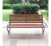 Baodiale Panca da esterno con braccioli e schienale curvi, robusta struttura in alluminio pressofuso e seduta in legno di plastica, per parco, veranda, cortile e terrazza.