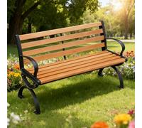 Baodiale Panca da esterno con schienale, panca da pranzo da giardino con seduta a doghe, panche rustiche in legno a 2 posti per ingresso, giardino, cortile, terrazza