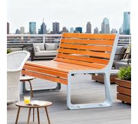 Baodiale Panca da patio in legno con cornice in alluminio fuso, panca da giardino con schienale, sedile d'amore in metallo per parco, cortile del portico anteriore