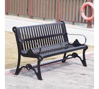 Baodiale Panca per esterni e interni, seduta resistente per tutte le stagioni con schienale, panca in metallo per giardino, patio, bordo piscina (nera)