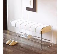 Baodiale Panca per scarpe con cuscino in velluto, scarpiera in acrilico per ingresso, contenitore imbottito per ingresso, 47,2 pollici, bianco, per scarpe e cappotti