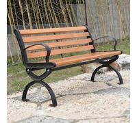 Baodiale Panchina da giardino in legno massello Panchina da esterno con struttura in metallo, panchina da parco per prato, terrazza, cortile, veranda e ingresso