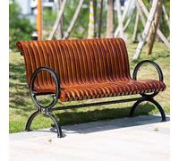 Baodiale Panchina da giardino in legno per esterni Panchina in metallo per 2 persone con braccioli e schienale resistenti per patio, giardino, veranda, cortile