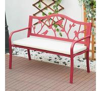 Baodiale Panchina da giardino in metallo Panchina da esterno con cuscino, panchina da parco per 2 persone per prato, terrazza, cortile, veranda e ingresso