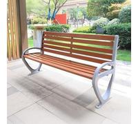 Baodiale Panchina moderna per esterni, panca da giardino in alluminio pressofuso resistente con seduta in legno di plastica per patio, cortile, parchi, scuole