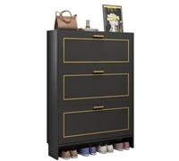Baodiale Scarpiera sottile con 3 ante - Scarpiera stretta con ampia superficie superiore, portascarpe indipendente per ingresso, corridoio, soggiorno - Design salvaspazio