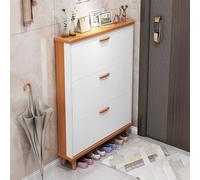 Baodiale Scarpiera sottile per ingresso, scarpiera con gambe in legno massello, design moderno bianco, contenitore salvaspazio per scarpe, mobiletto consolle stretto