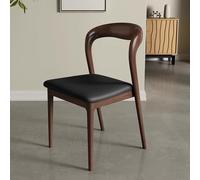 Baodiale Sedia da pranzo con struttura in legno massello e schienale di supporto rivestito in similpelle for sala da pranzo padronale, ufficio, biblioteca e sala studio(Black1)