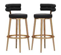 Baodiale Set di 2 sedie da bar, sgabelli da bar moderni, altezza bancone, con schienale e poggiapiedi, sedie in velluto per cucina, isola, bistrot, facili da montare
