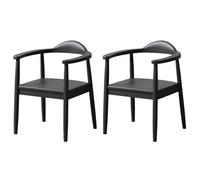 Baodiale Set di 2 sedie da pranzo moderne con struttura in legno massello e seduta in similpelle: coppia perfetta for isola cucina, bancone for la colazione o piccola sala da pranzo(Black)