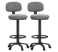 Baodiale Set di 2 sgabelli da bar girevoli rivestiti in velluto, sedie da bar moderne e regolabili con schienale ergonomico e poggiapiedi for cucina e sala da pranzo