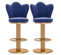 Baodiale Set di 2 sgabelli da bar regolabili, sgabelli da bar girevoli con schienale, seduta ampia e poggiapiedi, sedie da bar imbottite in velluto for cucina, sala da pranzo(Blue,45-60cm)