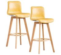 Baodiale Set di 2 sgabelli da bar, sgabelli da bar imbottiti in ecopelle con schienali, gambe in legno massello e poggiapiedi for sala da pranzo con isola cucina