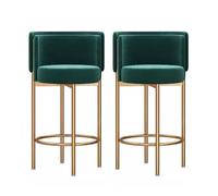 Baodiale Sgabelli da bar in velluto, altezza bancone, set di 2 sedie moderne imbottite con poggiapiedi e gambe in metallo per cucina, bar, casa, ristoranti