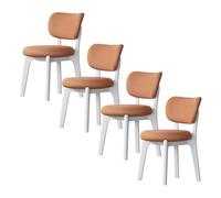 Baodiale Solid Wood Dining Chair Set of 4 Mid Century Modern Upholstered PU Leather Dining Chairs with Curved Backrest for Dining Room, Kitchen, Study Room(Orange4)