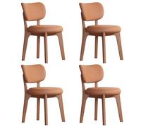 Baodiale Solid Wood Dining Chair Set of 4 Mid Century Modern Upholstered PU Leather Dining Chairs with Curved Backrest for Dining Room, Kitchen, Study Room(Orange2)