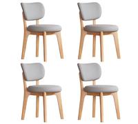 Baodiale Solid Wood Dining Chair Set of 4 Mid Century Modern Upholstered PU Leather Dining Chairs with Curved Backrest for Dining Room, Kitchen, Study Room(Grey1)