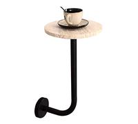Baodiale Tavolini da caffè a parete, tavolino rotondo moderno con piano in travertino, tavolino decorativo/portavasi per ingressi di balconi, comodino a parete