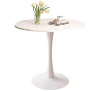 Baodiale Tavolino da caffè rotondo Mid-Century, tavolino circolare da 80 cm con piano ispessito, tavolo in stile moderno for soggiorno, camera da letto, appartamento (Bianco)