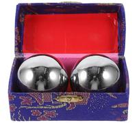 Baoding 2 Pezzi 5Mm Di Ossidiana Argento Liscio Massaggio Di Salute Cinese Esercizio A Mano Antistress Palla Di Esercizio Con Confezione Regalo Per Adulti Relax