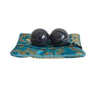 Baoding Balls Grey-Black Marmo Cinese Esercizio Salute Massaggio Stress Rilassare Dita Zen Tai Chi Ball Terapia Trainer Artrite Pollice Massaggiatore per Mani (3,6 cm, Grigio-Nero con Borsa)