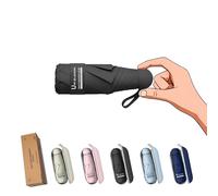 BAODINI, Mini ombrello da viaggio con custodia, piccolo, compatto, con protezione solare anti-UV, leggero, piccolo, tascabile, Nero , Mini