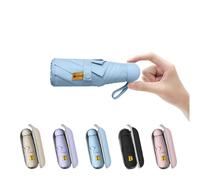 BAODINI, Mini ombrello da viaggio con custodia, piccolo, compatto, con protezione solare anti-UV, leggero, piccolo, tascabile, Azzurro, Mini