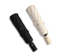 BAODINI Mini ombrello da viaggio per portafoglio con custodia - piccolo ombrello compatto UV parasole, leggero, piccolo ombrello tascabile con custodia per donne e ragazze, Confezione da 2 beige e