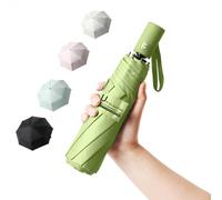 BAODINI Piccolo ombrello da viaggio con protezione UV, compatto per pioggia e sole, UPF 50+, antivento, portatile, 106,7 cm, per donne e uomini, Macha Verde, Small-42 inch Arc Canopy