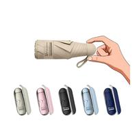 BAODINI Travel Essentials Mini ombrello per borsa con custodia, piccolo compatto protezione solare UV, leggero, piccola tasca, apertura manuale, ombrello per donne, bambini e uomini, adatto per zaino