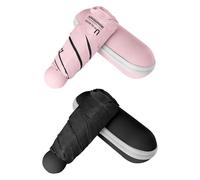 BAODINI Travel Essentials Mini ombrello per borsa con custodia, piccolo compatto protezione solare UV, leggero, piccola tasca, apertura manuale, ombrello per donne, bambini e uomini, adatto per borse