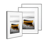 Baoee Cornice per foto bicolore bianco e nero 30 x 40 cm con supporto A4, set di 3, cornice per foto con vetro acrilico, cornice 30 x 40 cm, cornice per poster, cornice per certificati, montabile a