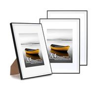 Baoee Cornice per foto in due tonalità A4 nera e bianca con supporto da 15 x 20 cm, set di 3, cornice per foto con vetro acrilico, cornice A4, cornice per poster, certificati, montaggio a parete