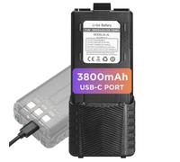 BAOFENG BL-5L Batteria Estesa con Porta di Ricarica USB-C, Compatibile con UV-5R UV-5RTP UV-5R 8W UV-5R+ Plus UV-5G UV-5G Pro GT-5R GT-5R Pro, Confezione Originale, Nero