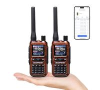 BAOFENG GT-5R Mini 5W Radio Doppia banda, Walkie-Talkie VHF/UHF, Programmazione tramite app wireless, 999 Canali, Doppio PTT, Porta di ricarica USB-C, Ricevitore Airband/FM, Ambra (confezione da 2)