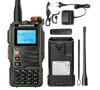 BAOFENG K63 6W Walkie Talkie, Tri-Band UHF/VHF/1.25M Radio portatile per amatori, AM FM, 2600 mAh batteria, 999CH, Copia frequenza wireless, Frequenza ripetitore inversa, Mimetica verde
