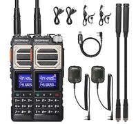 BAOFENG UV-25 - Dispositivo portatile Tri-Power, 10 W a lunga distanza, ricevitore UHF VHF FM Air, batteria da 5200 mAh, a collo di cigno tattico e antenna frusta, altoparlante microfono, cavo di
