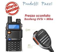 BAOFENG UV-5R RICETRASMITTENTE VHF/UHF DUAL BAND RADIO PORTATILE +MIKE DA SPALLA