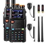 BAOFENG UV-5RM PLUS GPS Walkie Talkie, radio portatile a lungo raggio a doppia banda da 10 W con Airband, batteria da 2500 mAh, porta USB-C, 640 canali, 10 zone, microfono altoparlante (2 confezioni)