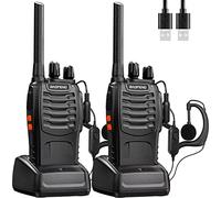 Baofeng Walkie Talkie PMR Radio Ricetrasmettitore a Lungo Raggio Portatile USB Ricaricabile Walkie Talkie Set Con Cuffie e Luci LED Adatte per Attività all'aperto,Ciclismo,Cantieri(2 Pezzi)