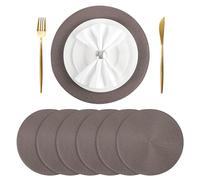 BAOFIN Set di 6 tovagliette rotonde per tavolo da pranzo, lavabili, in tessuto antiscivolo, 38,1 cm, marrone